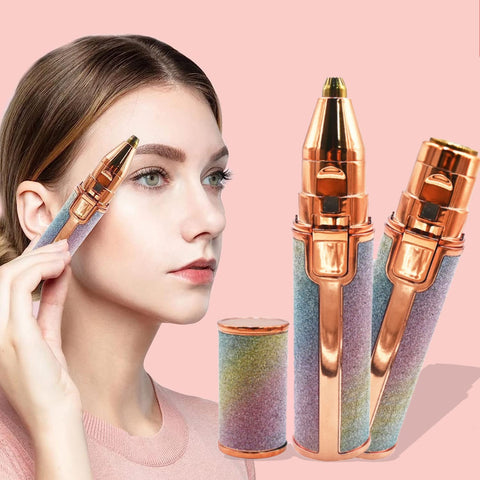 Rechargeable 2-in-1 Eyebrow Trimmer & Facial Hair Remover for Women– USB Charging, Painless & Portable